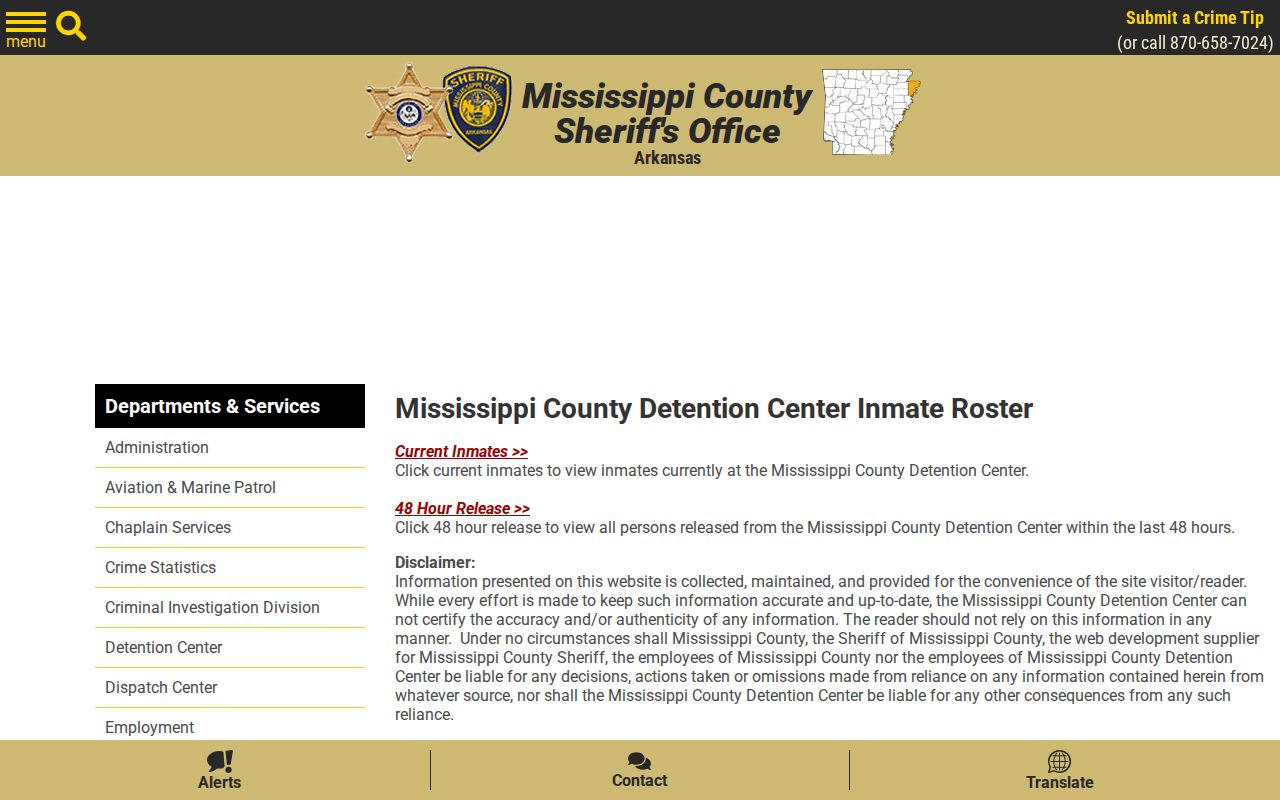 Mississippi County busted mugshot current custody and release record chooser