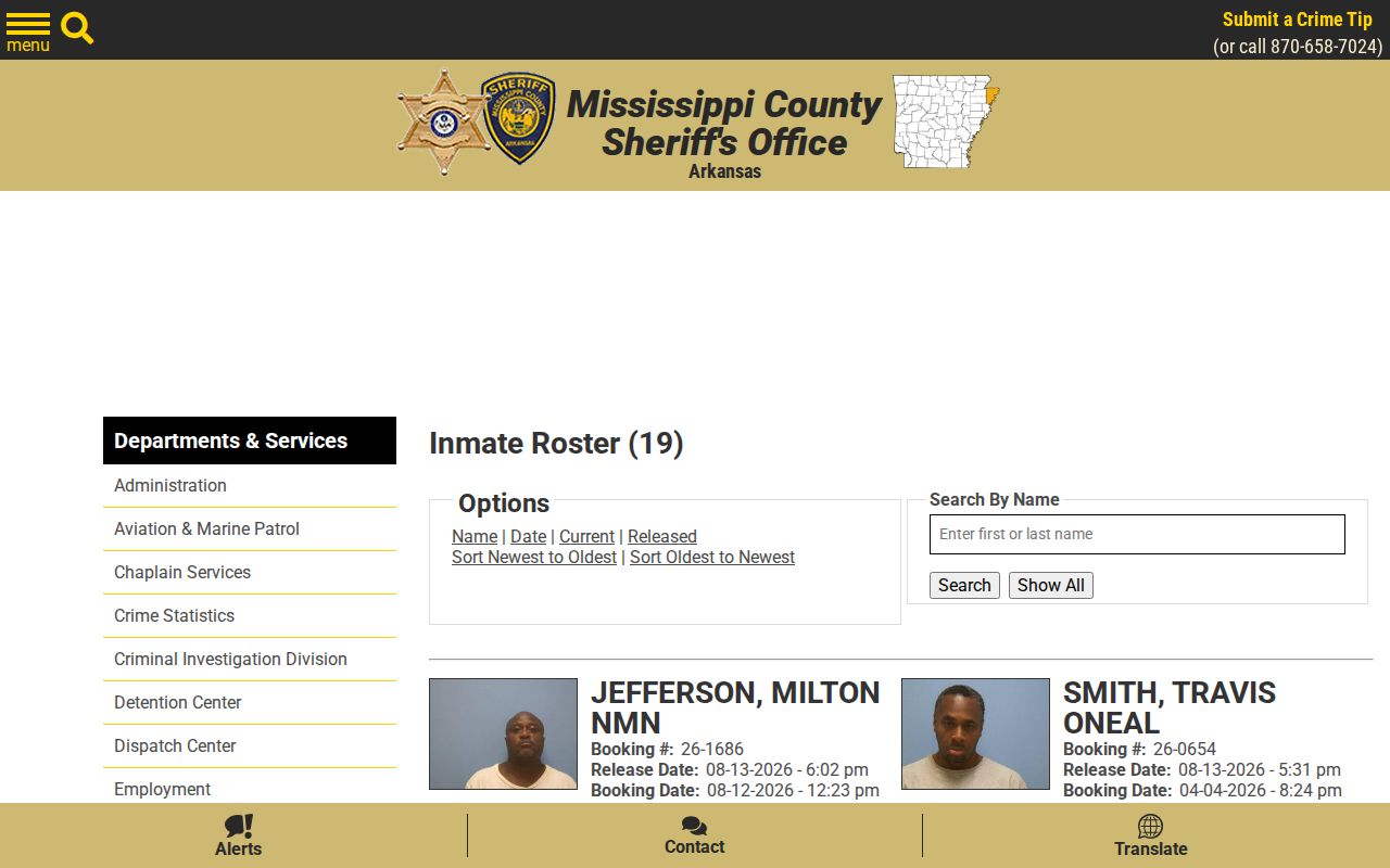 Mississippi County 48-hour release records with booking photographs