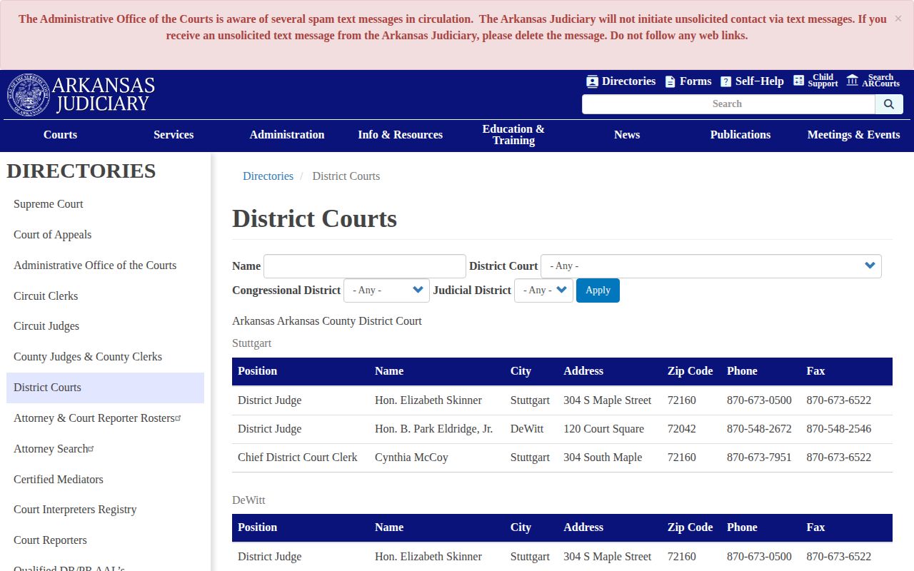 Official Manila District Court arrest case contact directory in Mississippi County