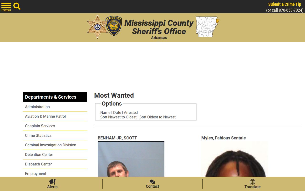 Mississippi County wanted fugitives official sheriff list